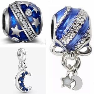 Silver Plated Bead Charm Set For Pandora Bracelet